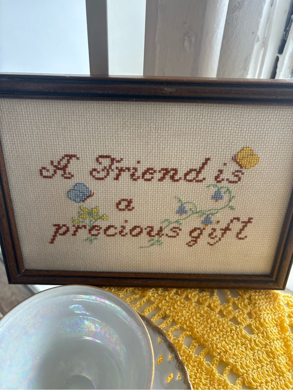 Cross stitch framed art